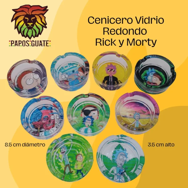 Cenicero Vidrio Redondo Rick y Morty